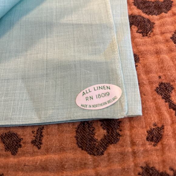 Vintage Linen Towels His Hers Embroidered Fingertip Floral Kitchen Turquoise - Picture 11 of 15